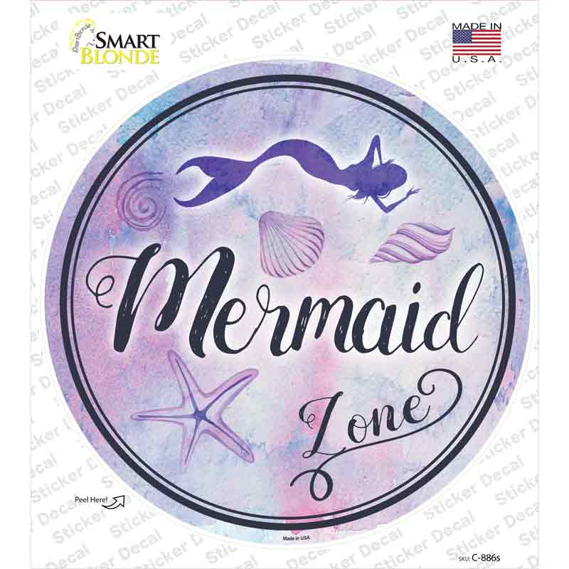 C-886s-M Mermaid Zone Novelty Circle Sticker Decal - Medium