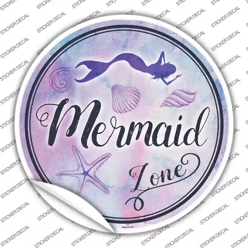 C-886s-S Mermaid Zone Novelty Circle Sticker Decal - Small