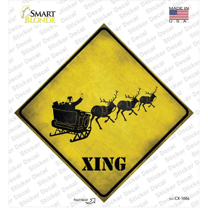 CX-166s-M Santa Sleigh Novelty Diamond Sticker Decal - Medium