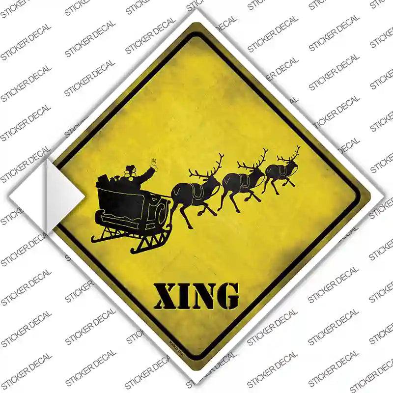 CX-166s-S Santa Sleigh Novelty Diamond Sticker Decal - Small