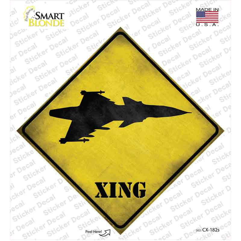 CX-182s-M Jet Fighter Xing Novelty Diamond Sticker Decal - Medium