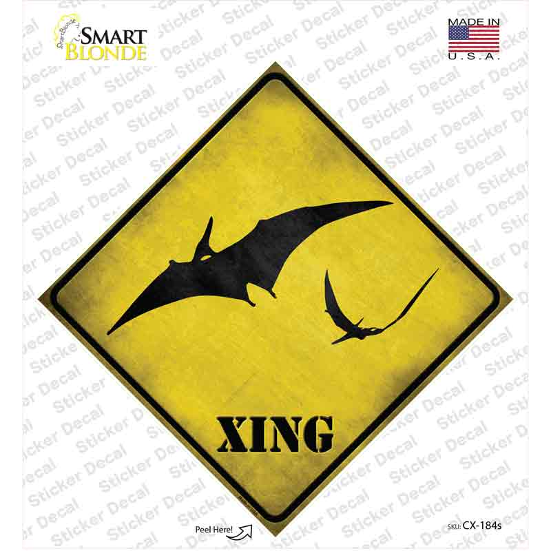CX-184s-M Pterodactyls Xing Novelty Diamond Sticker Decal - Medium
