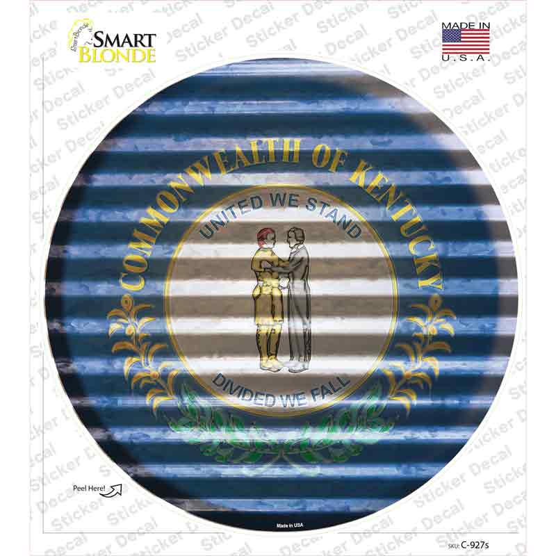 C-927s-M Kentucky Flag Corrugated Novelty Circle Sticker Decal - Medium