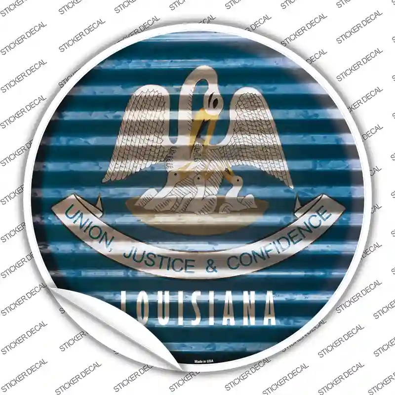 C-928s-S Louisiana Flag Corrugated Novelty Circle Sticker Decal - Small