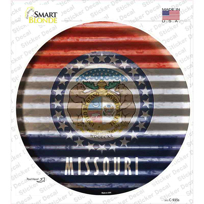 C-935s-M Missouri Flag Corrugated Novelty Circle Sticker Decal - Medium
