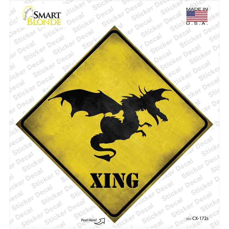CX-172s-M Dragon in Flight Xing Novelty Diamond Sticker Decal - Medium