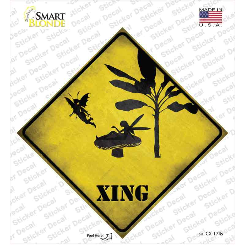 CX-174s-M Fairies Xing Novelty Diamond Sticker Decal - Medium