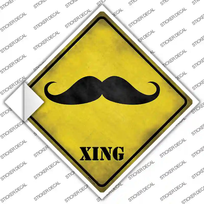 CX-188s-L Classic Moustache Xing Novelty Diamond Sticker Decal - Large