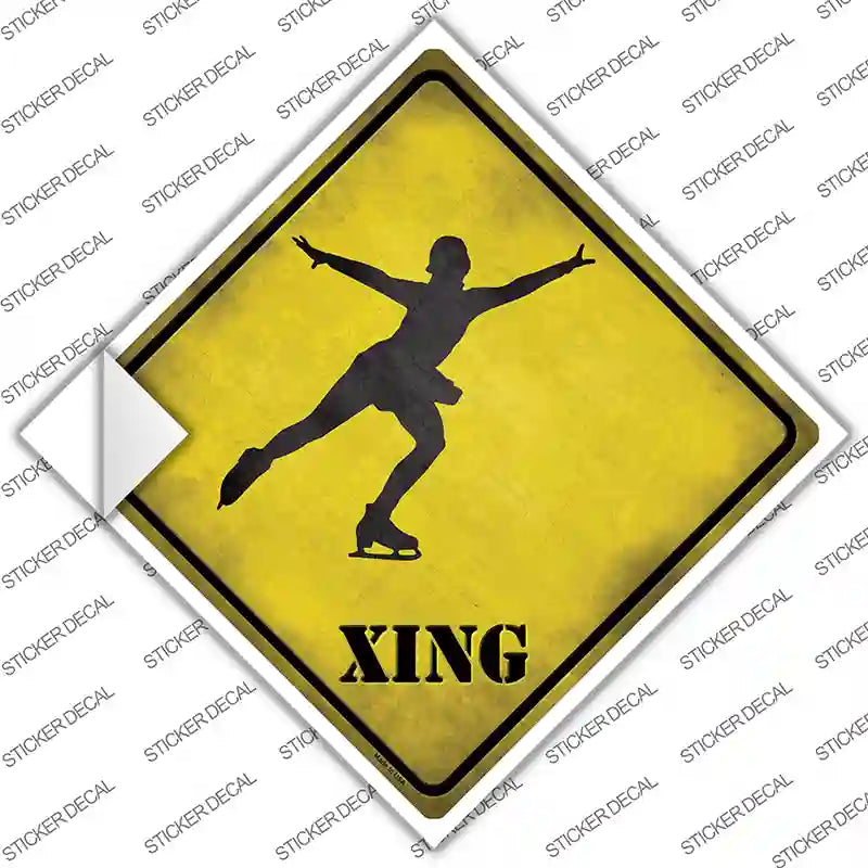 CX-193s-S Figure Skater Xing Novelty Diamond Sticker Decal - Small