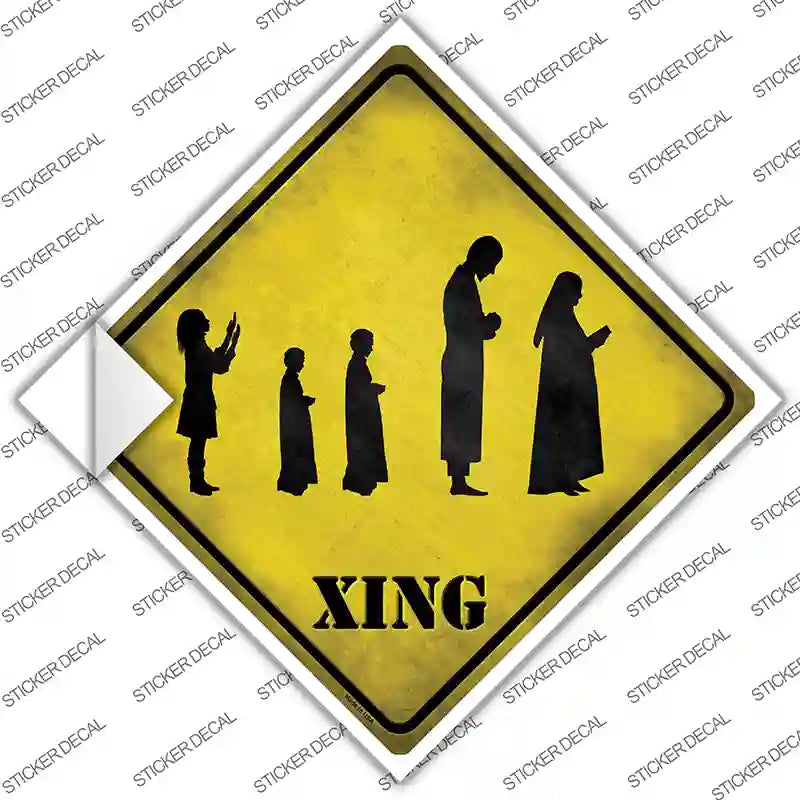 CX-204s-L Group Praying Xing Novelty Diamond Sticker Decal - Large
