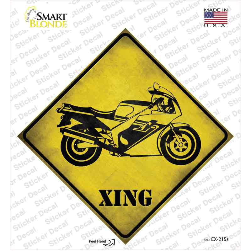 CX-215s-M High Speed Motorcycle Xing Novelty Diamond Sticker Decal - Medium