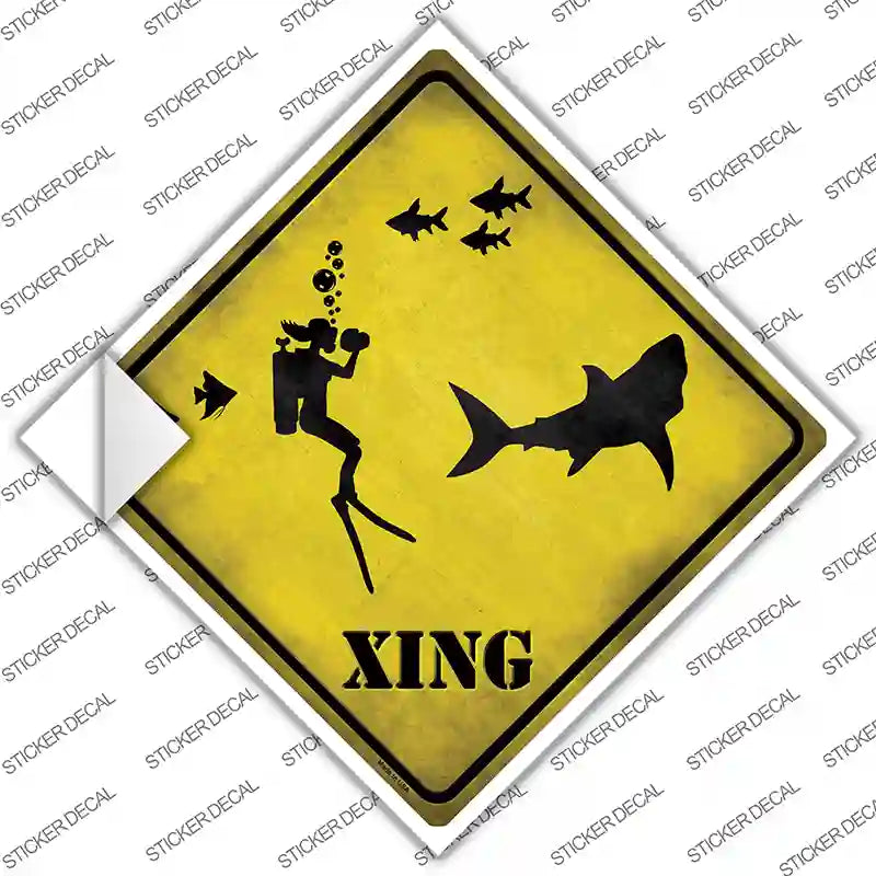 CX-231s-XL Scuba Diver Xing Novelty Diamond Sticker Decal - Extra Large