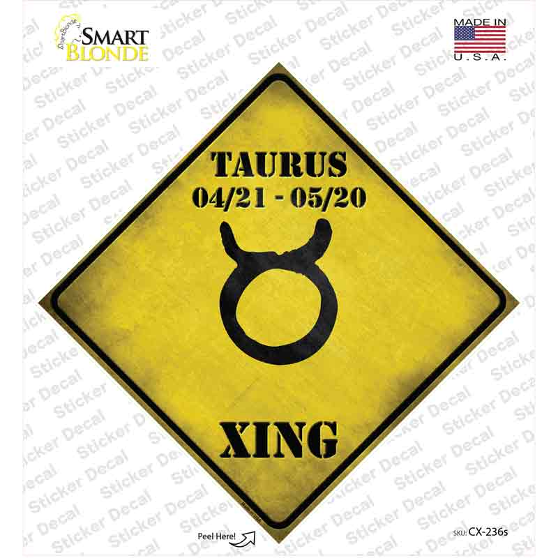 CX-236s-M Taurus Zodiac Symbol Xing Novelty Diamond Sticker Decal - Medium