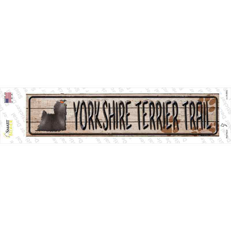 K-095s-M Yorkshire Terrier Trail Novelty Narrow Sticker Decal - Medium