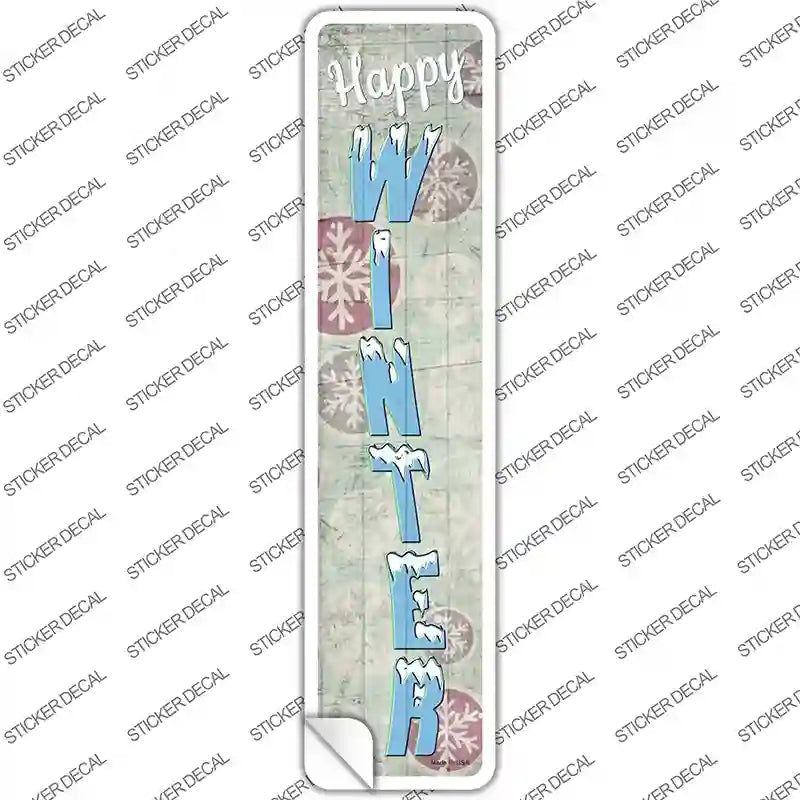 K-1633s-S Happy Winter Novelty Narrow Sticker Decal - Small