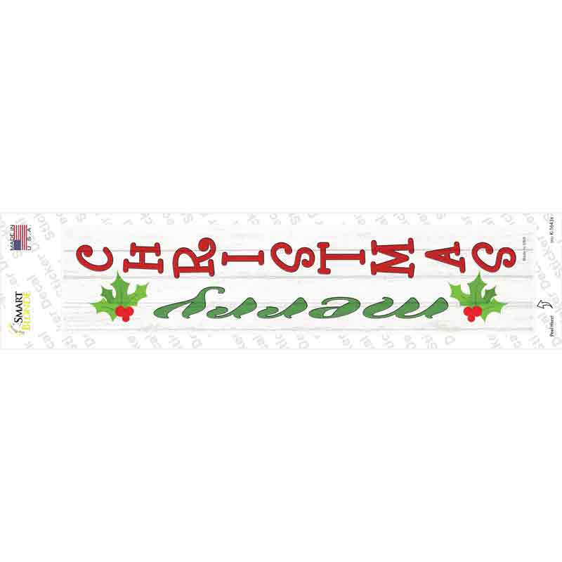 K-1643s-M Merry Christmas Mistletoe Novelty Narrow Sticker Decal - Medium