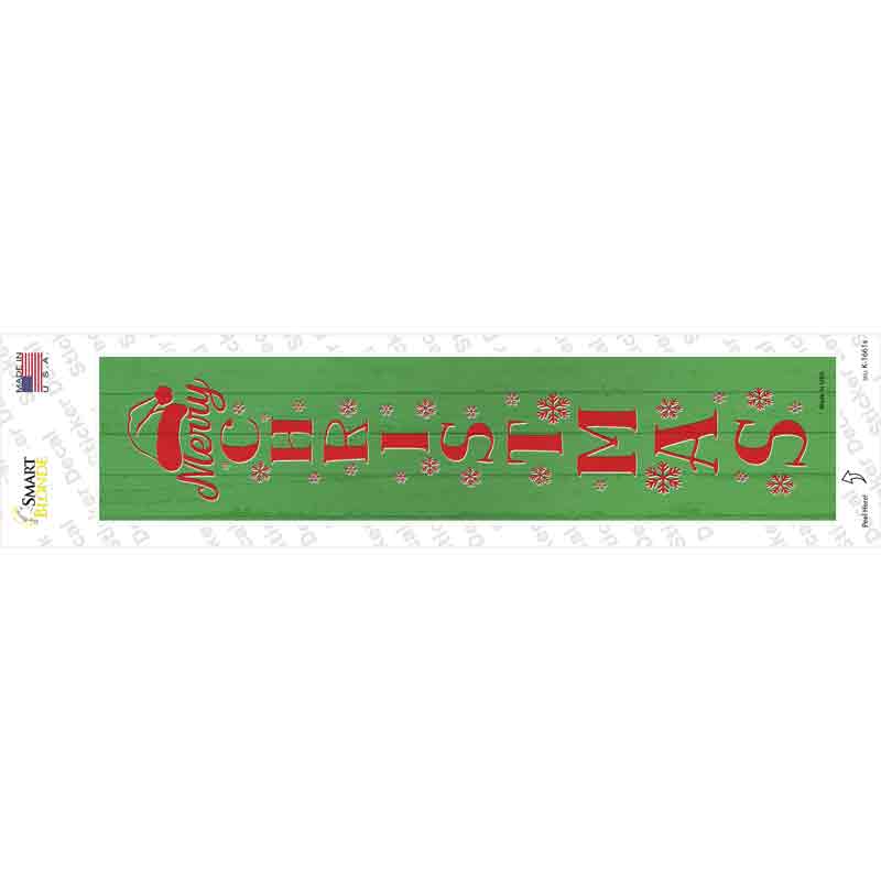 K-1661s-M Merry Christmas Green Novelty Narrow Sticker Decal - Medium