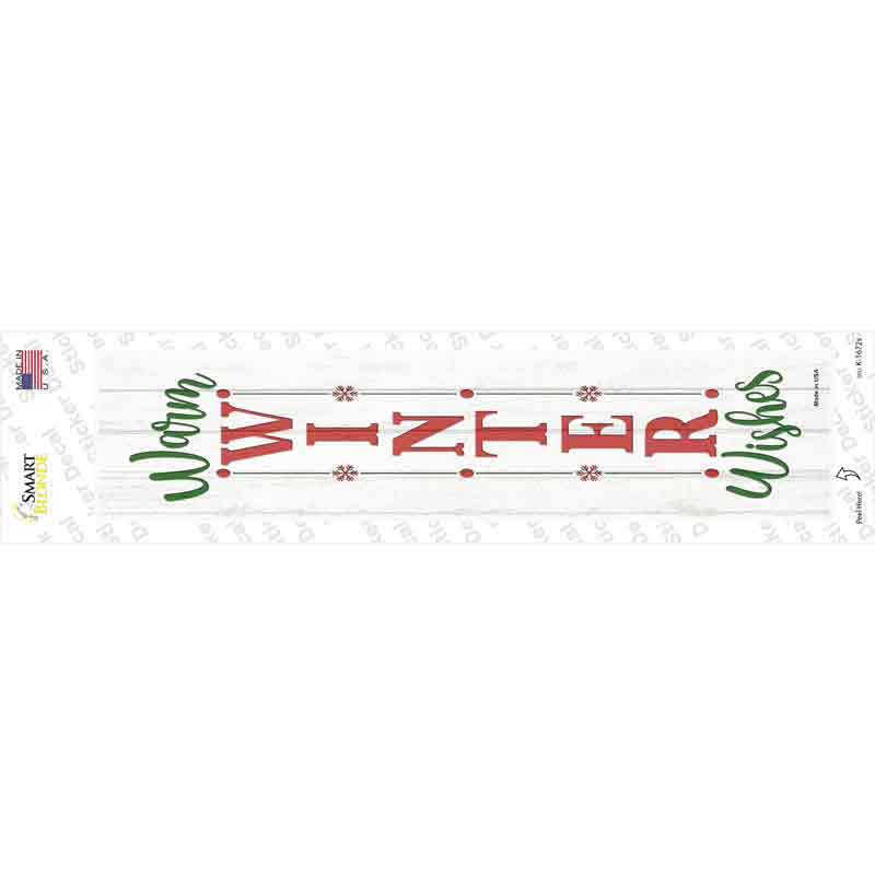 K-1672s-M Warm Winter Wishes White Novelty Narrow Sticker Decal - Medium