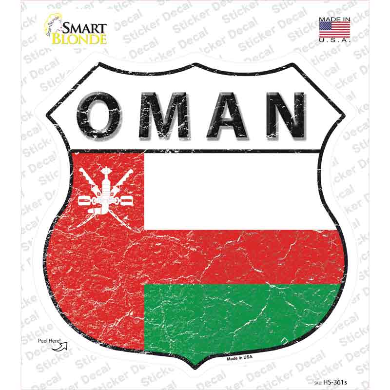HS-361s-M Oman Flag Novelty Highway Shield Sticker Decal - Medium