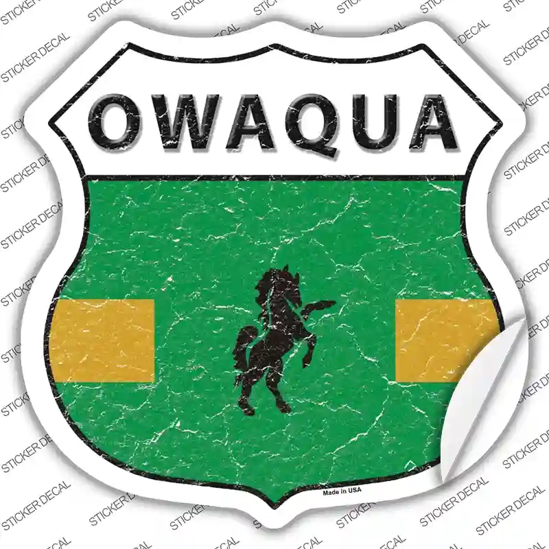 HS-362s-L Owaqua Flag Novelty Highway Shield Sticker Decal - Large