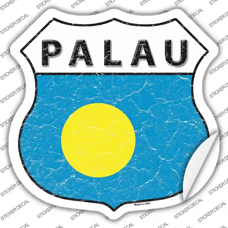 HS-364s-S Palau Flag Novelty Highway Shield Sticker Decal - Small