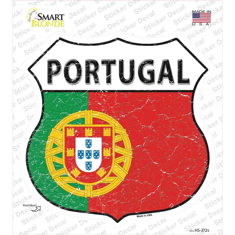 HS-372s-M Portugal Flag Novelty Highway Shield Sticker Decal - Medium
