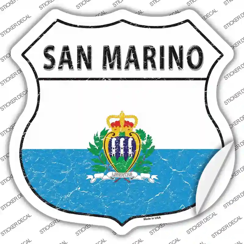 HS-382s-XL San Marino Flag Novelty Highway Shield Sticker Decal - Extra Large