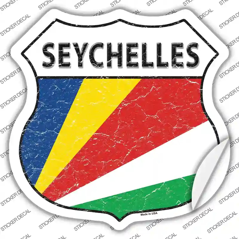 HS-391s-S Seychelles Flag Novelty Highway Shield Sticker Decal - Small
