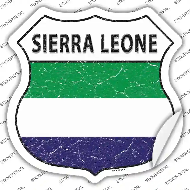 HS-393s-L Sierra Leone Islands Flag Novelty Highway Shield Sticker Decal - Large