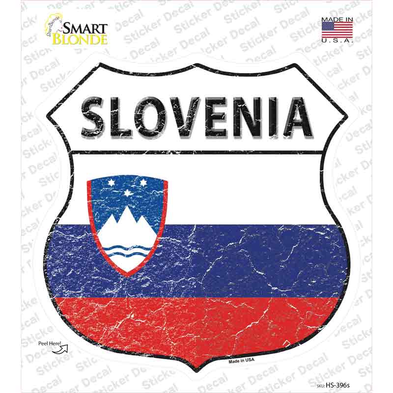 HS-396s-M Slovenia Flag Novelty Highway Shield Sticker Decal - Medium