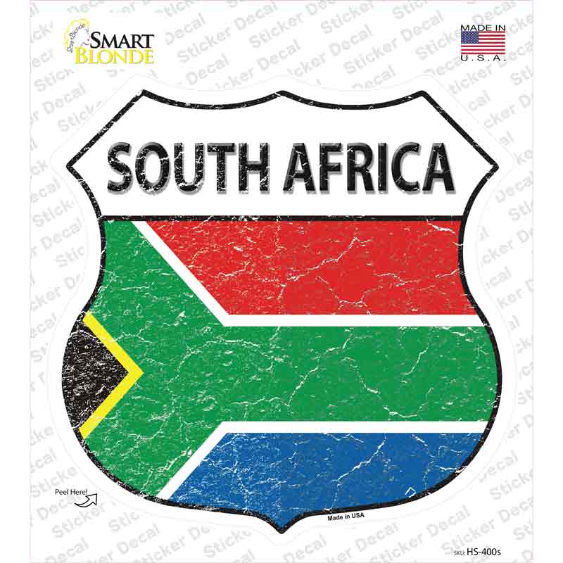 HS-400s-M South Africa Flag Novelty Highway Shield Sticker Decal - Medium