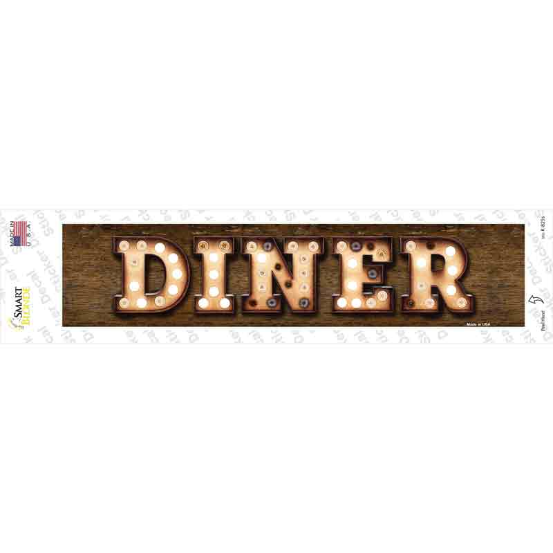 K-825s-M Diner Bulb Lettering Novelty Narrow Sticker Decal - Medium