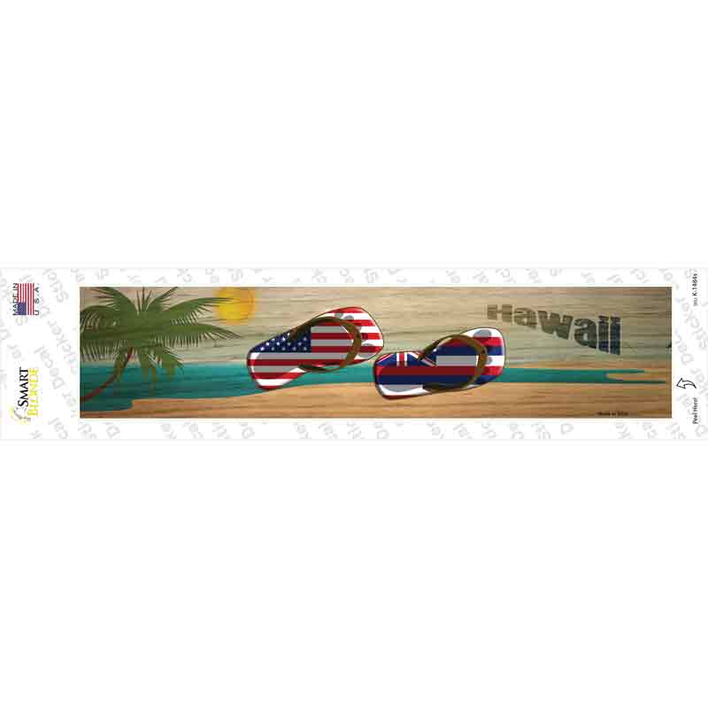 K-1484s-M Hawaii & US Flag Novelty Narrow Sticker Decal - Medium