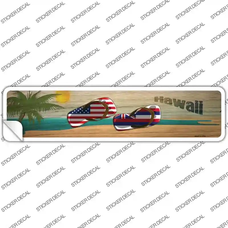 K-1484s-S Hawaii & US Flag Novelty Narrow Sticker Decal - Small