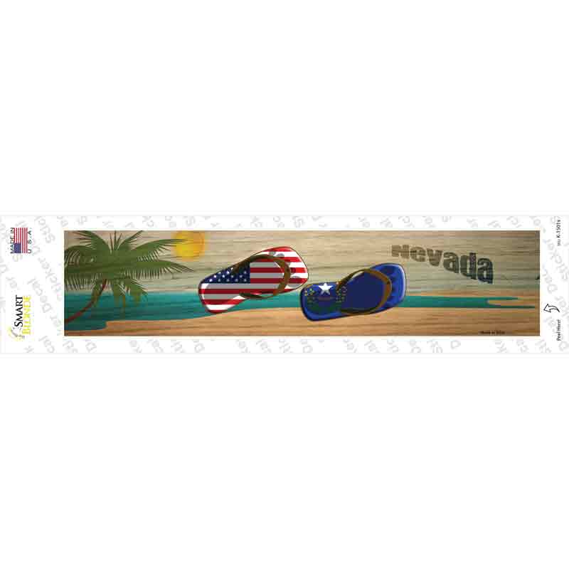 K-1501s-M Nevada & US Flag Novelty Narrow Sticker Decal - Medium