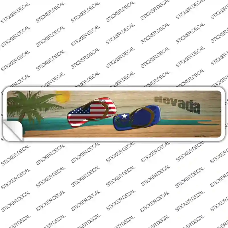 K-1501s-S Nevada & US Flag Novelty Narrow Sticker Decal - Small