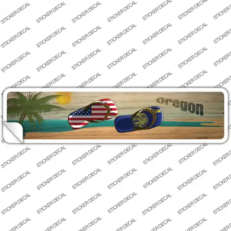 K-1510s-S Oregon & US Flag Novelty Narrow Sticker Decal - Small