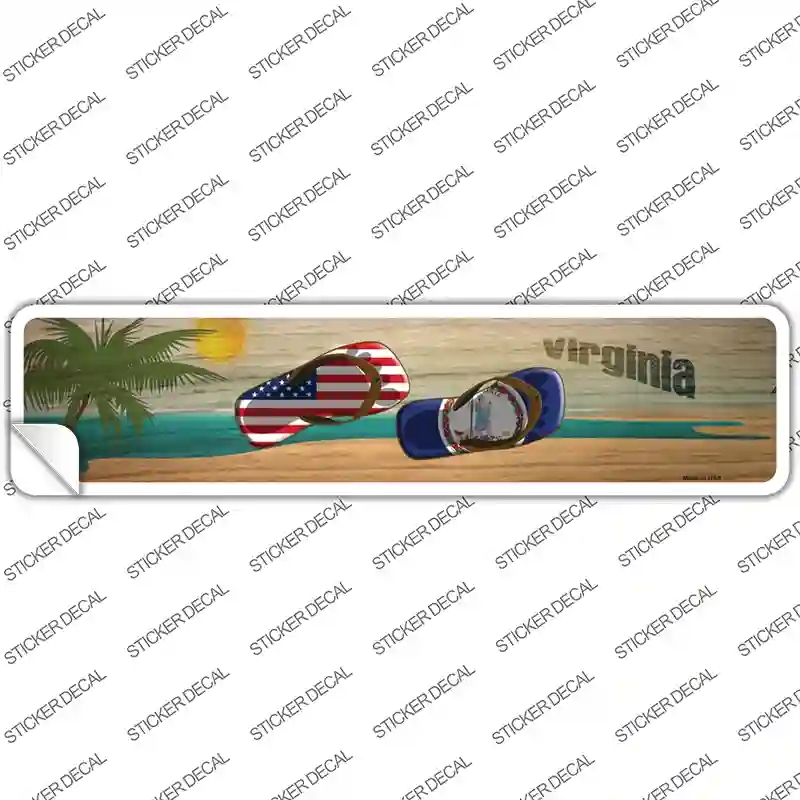 K-1519s-S Virginia & US Flag Novelty Narrow Sticker Decal - Small