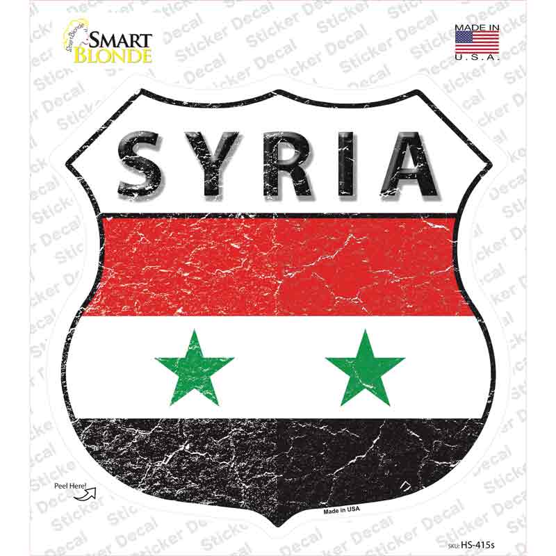 HS-415s-M Syria Flag Novelty Highway Shield Sticker Decal - Medium