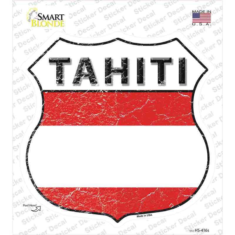 HS-416s-M Tahiti Flag Novelty Highway Shield Sticker Decal - Medium