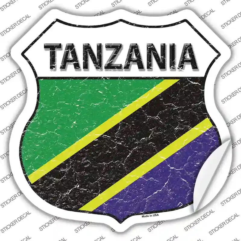 HS-419s-S Tanzania Flag Novelty Highway Shield Sticker Decal - Small