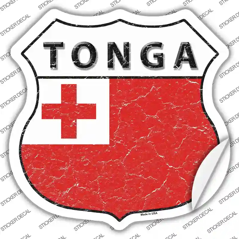 HS-425s-XL Tonga Flag Novelty Highway Shield Sticker Decal - Extra Large
