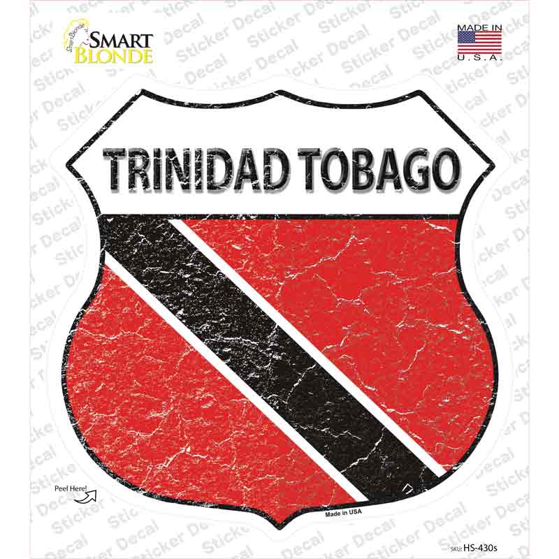 HS-430s-M Trinidad Tobago Flag Novelty Highway Shield Sticker Decal - Medium