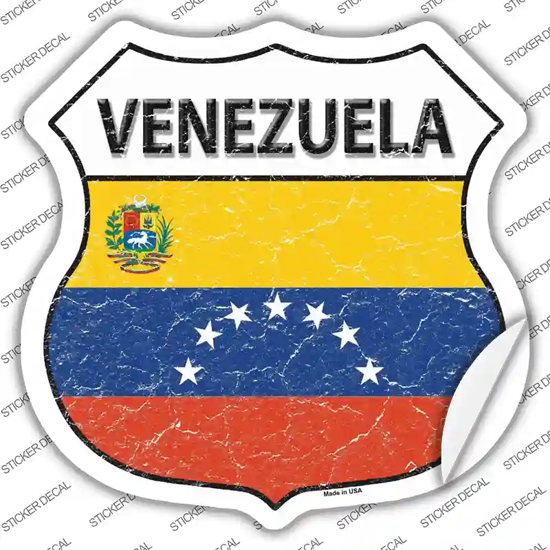 HS-452s-L Venezuela Flag Novelty Highway Shield Sticker Decal - Large