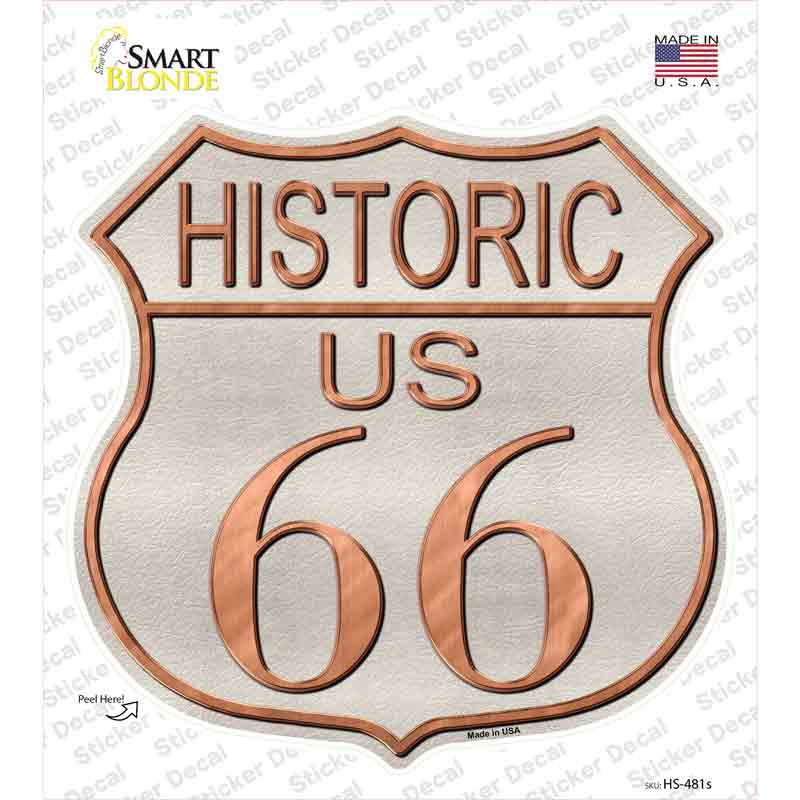 HS-481s-M Historic Route 66 Novelty Highway Shield Sticker Decal - Medium
