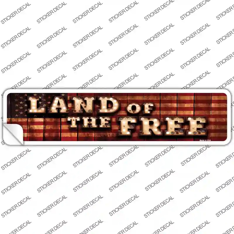 K-848s-XL Land of the Free Bulb Lettering Novelty Narrow Sticker Decal - Extra Large