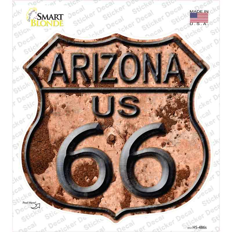 HS-486s-M Arizona Route 66 Rusty Novelty Highway Shield Sticker Decal - Medium