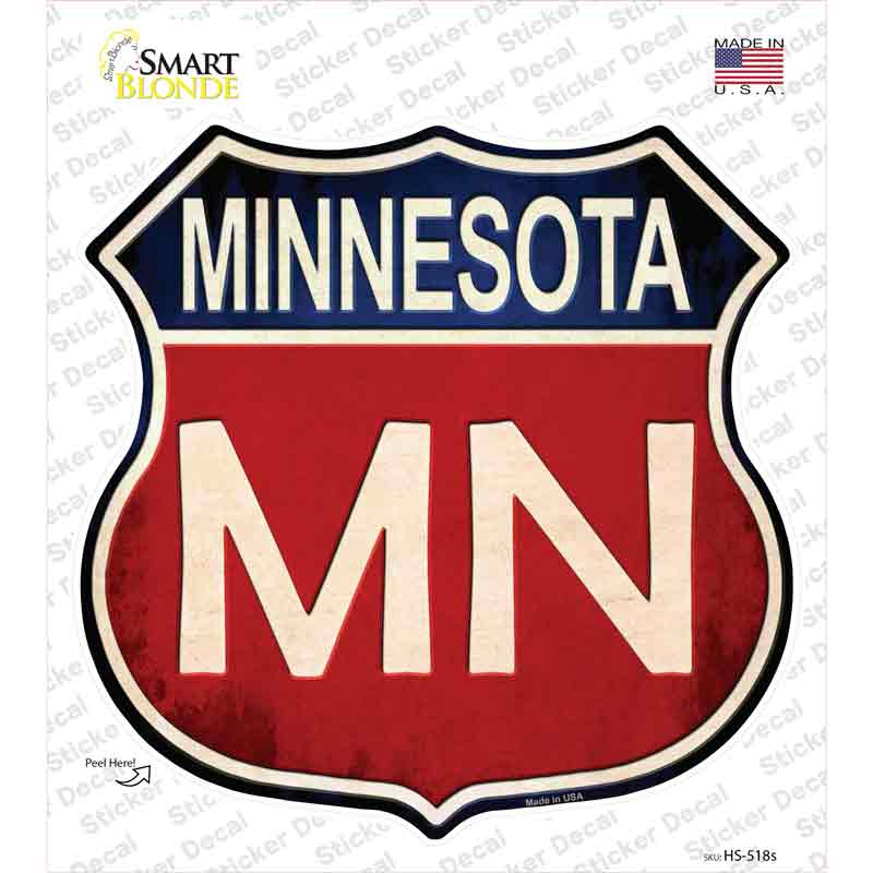 HS-518s-M Minnesota Novelty Highway Shield Sticker Decal - Medium