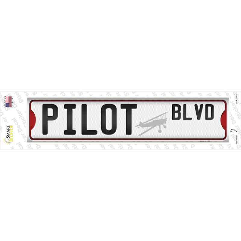 K-591s-M Pilot Blvd Novelty Narrow Sticker Decal - Medium