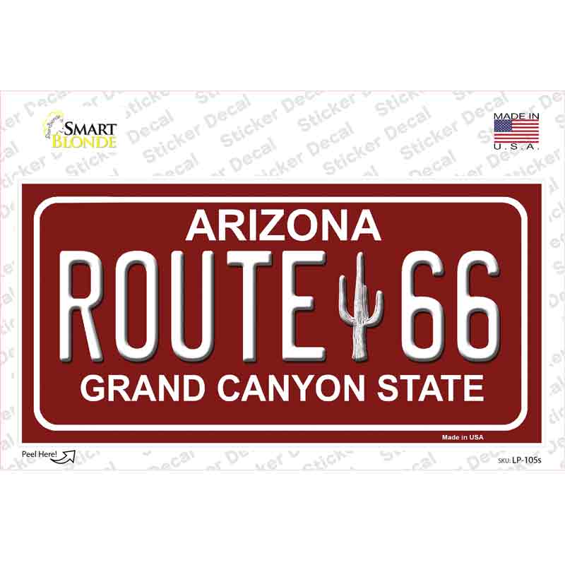 LP-105s-M Route 66 Arizona Red Novelty Sticker Decal - Medium